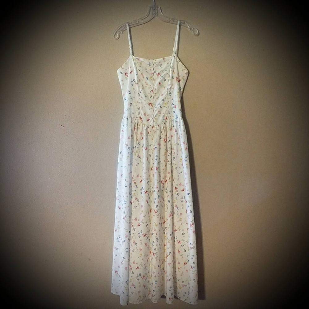 Unbranded White Multicolor Floral Print Sleeveless Babydoll Maxi Dress Womens S